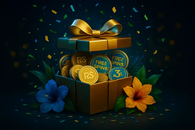 Caixa dourada com moedas de Real, fichas e confetes de Carnaval