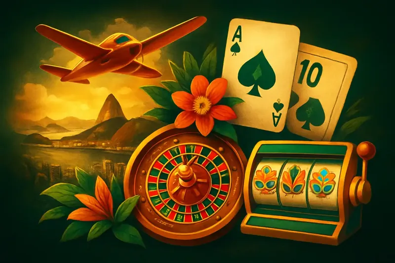 Colagem de jogos de cassino brasileiros com aviator, roleta, blackjack e slots